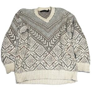 Vintage Crossings Men's Sweater White‎ Size XL V-Neck Knit